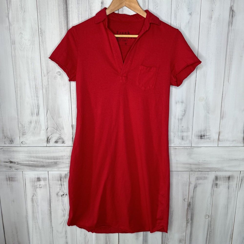 FRANK & EILEEN LAUREN HERITAGE‎ JERSEY SHORT SLEEVE KNIT POLO SHIRT DRESS RED XS